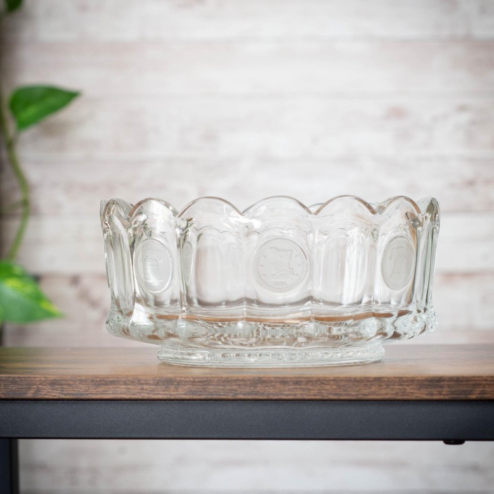 Glows! Fostoria Coin Glass 7.25" Clear Bowl, UV Reactive Collectible Glass
